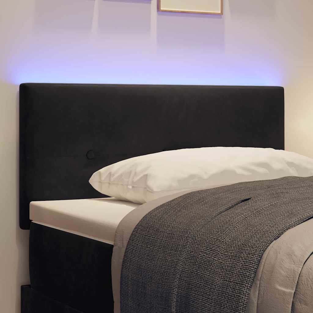 LED sengegavl med LED-lysstrimler Sort 100 cm Fløjl