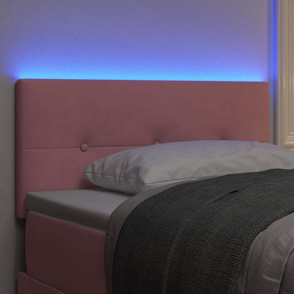 LED sengegavl med LED-lysstrimler Lyserød 100 cm Fløjl