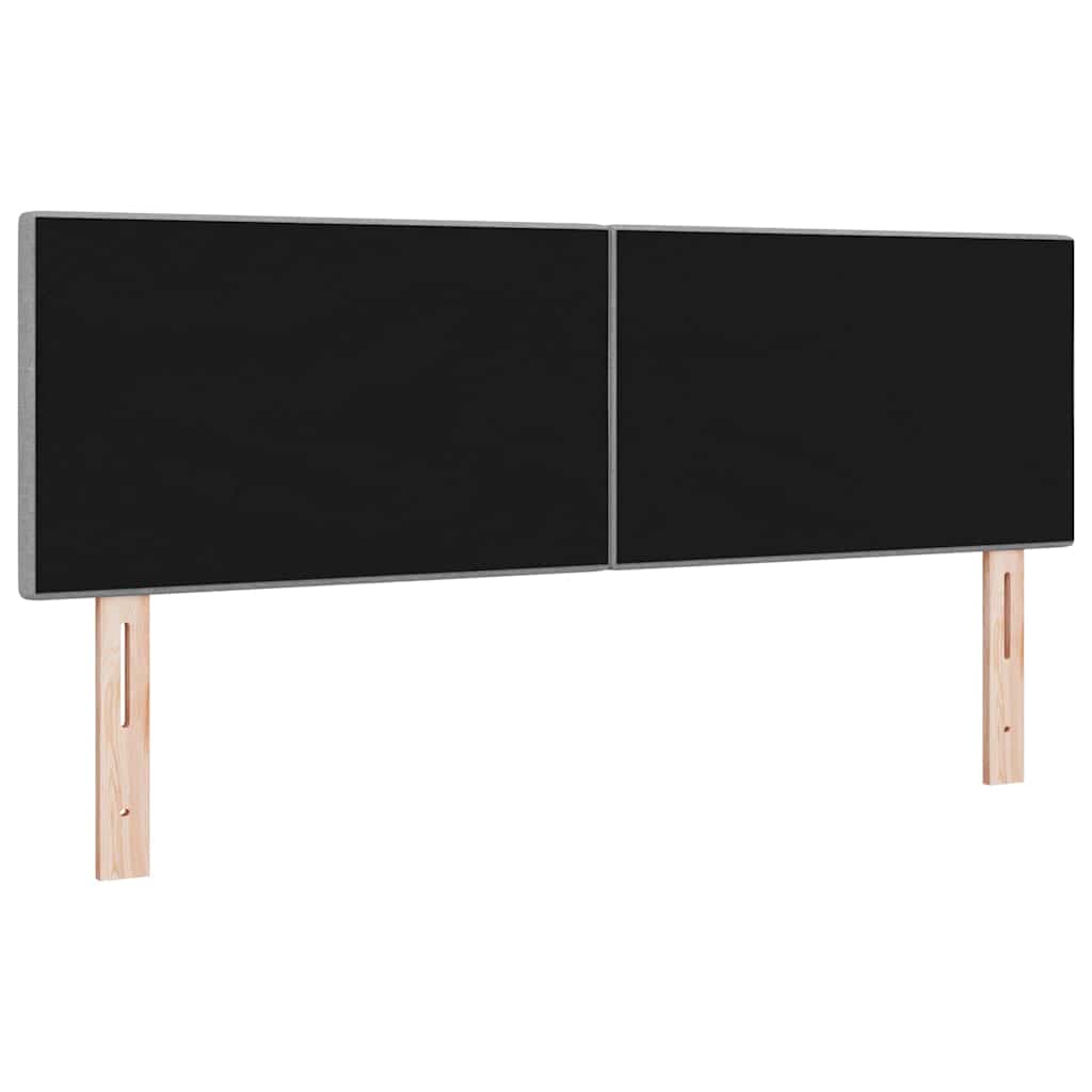 LED sengegavl med LED-lysstrimler Lysegrå 144 cm Stof