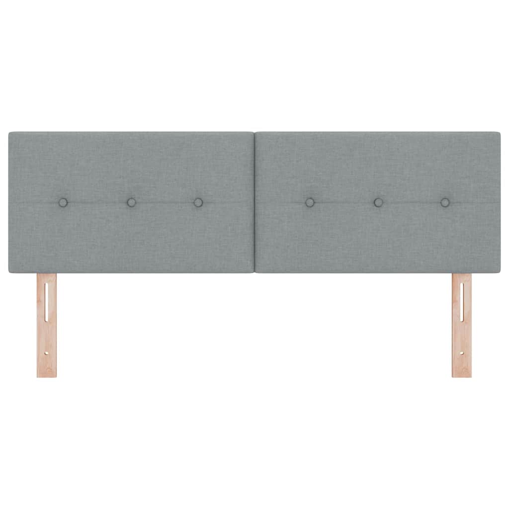 LED sengegavl med LED-lysstrimler Lysegrå 144 cm Stof