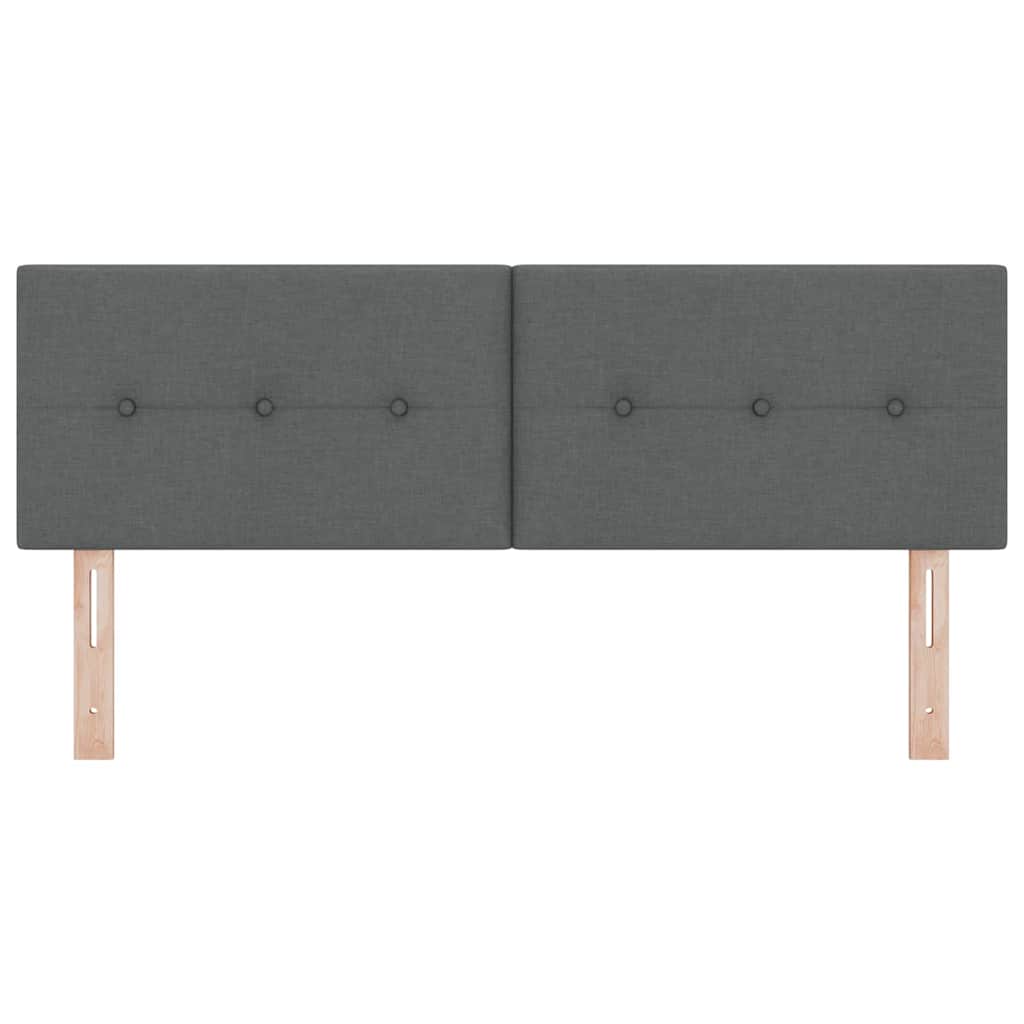 LED sengegavl med LED-lysstrimler Mørkegrå 144 cm Stof