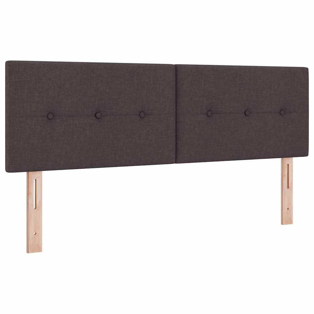 LED sengegavl med LED-lysstrimler Mørk Brun 144 cm Stof