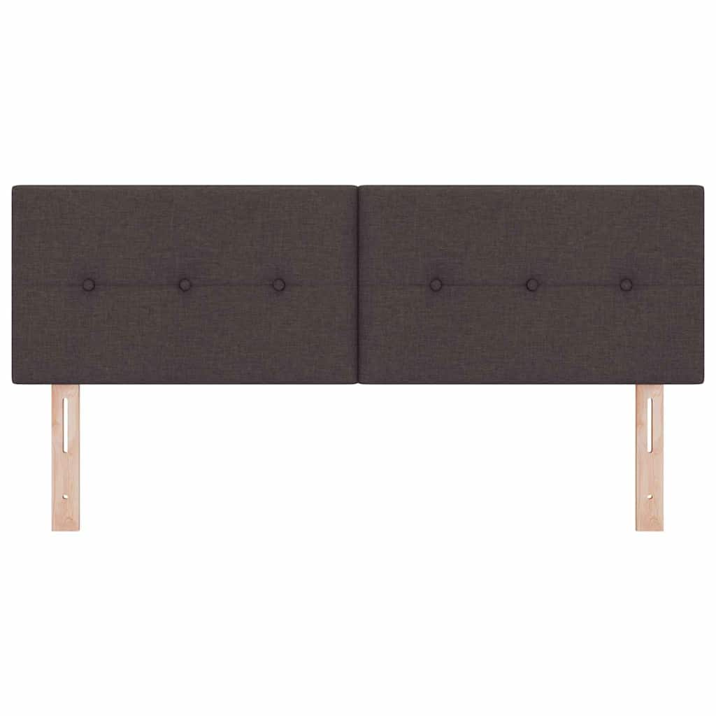 LED sengegavl med LED-lysstrimler Mørk Brun 144 cm Stof