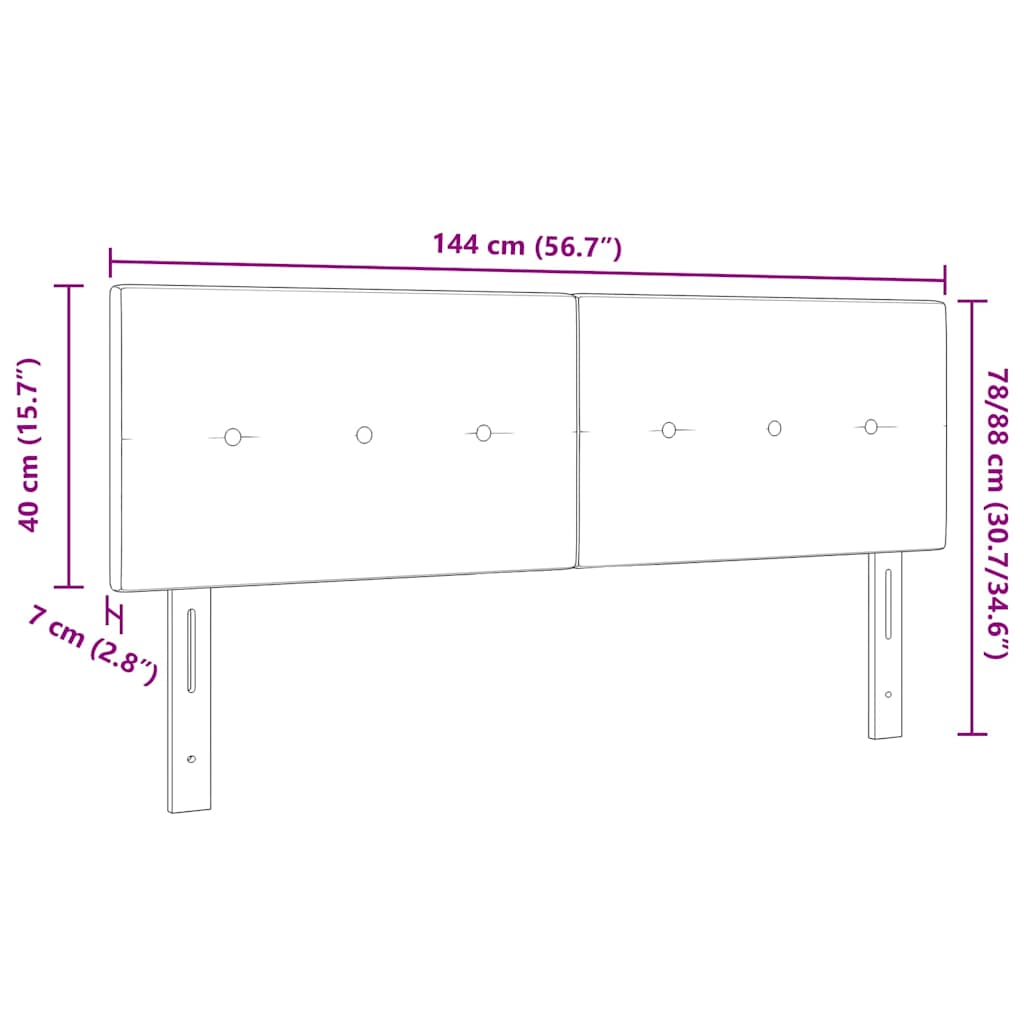 LED sengegavl med LED-lysstrimler Sort 144 cm Fløjl