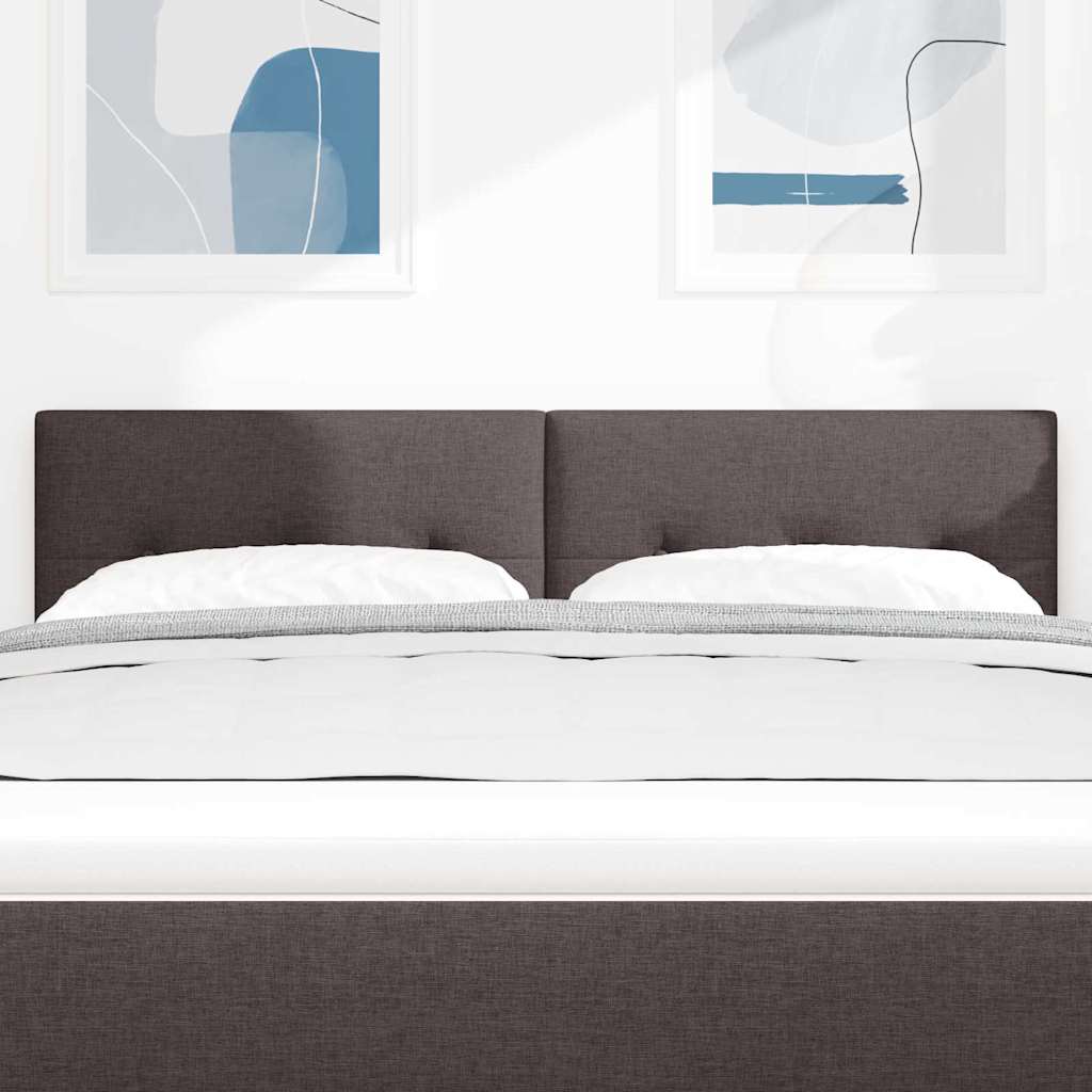 LED sengegavl med LED-lysstrimler Mørk Brun 160 cm Stof