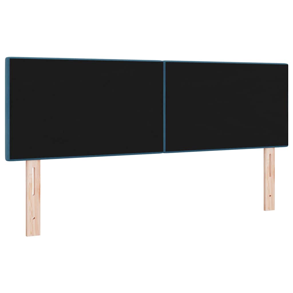LED sengegavl med LED-lysstrimler Blå 160 cm Fløjl
