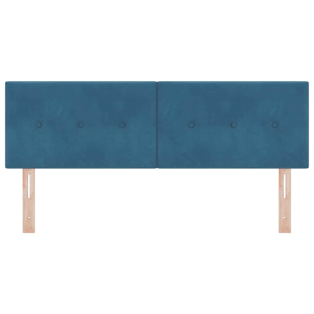 LED sengegavl med LED-lysstrimler Blå 160 cm Fløjl