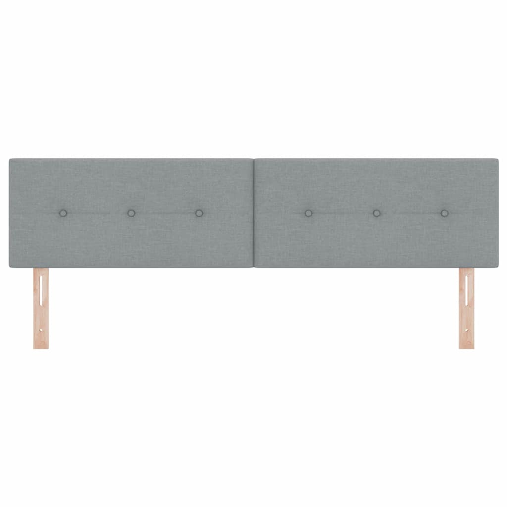 LED sengegavl med LED-lysstrimler Lysegrå 180 cm Stof