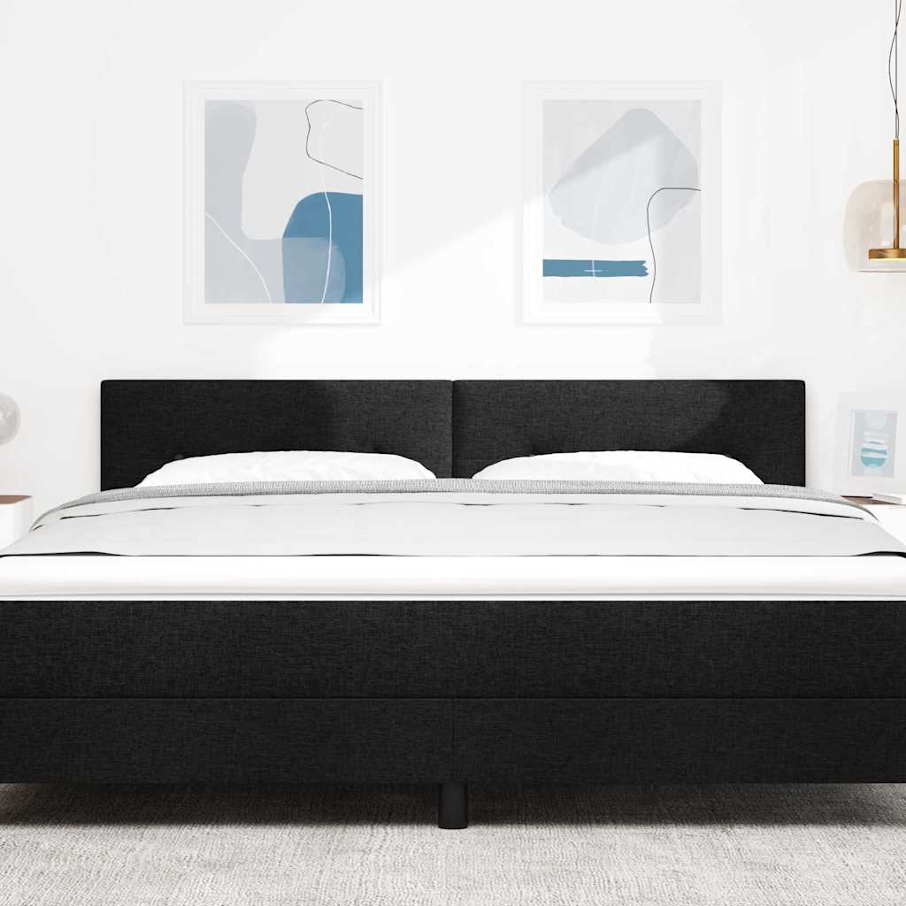 LED sengegavl med LED-lysstrimler Sort 180 cm Stof