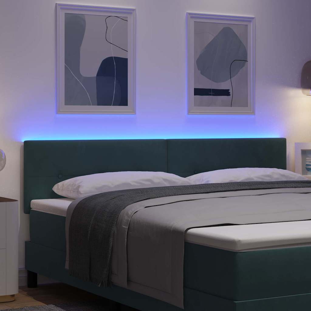 LED sengegavl med LED-lysstrimler Grøn 180 cm Fløjl