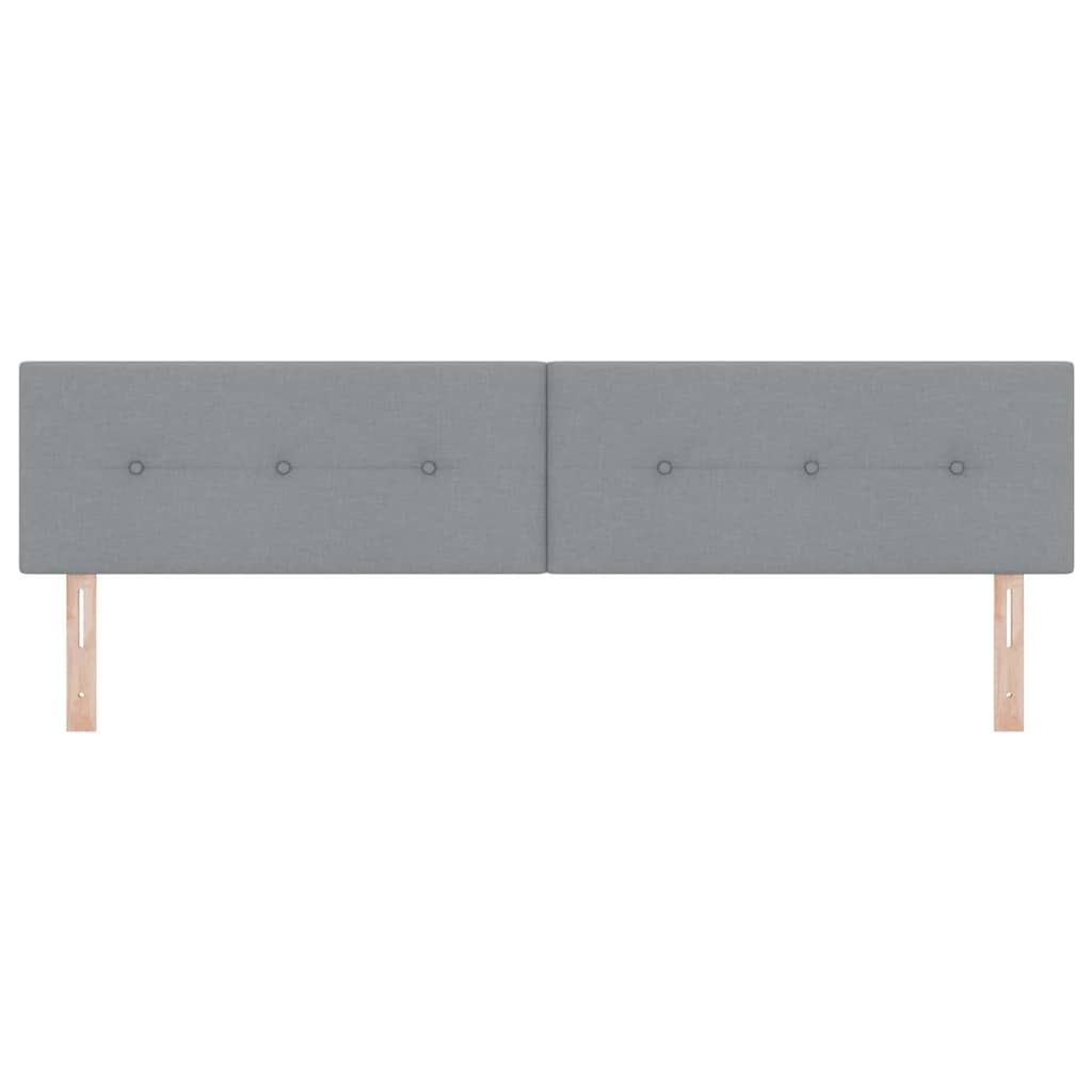 LED sengegavl med LED-lysstrimler Lysegrå 200 cm Stof