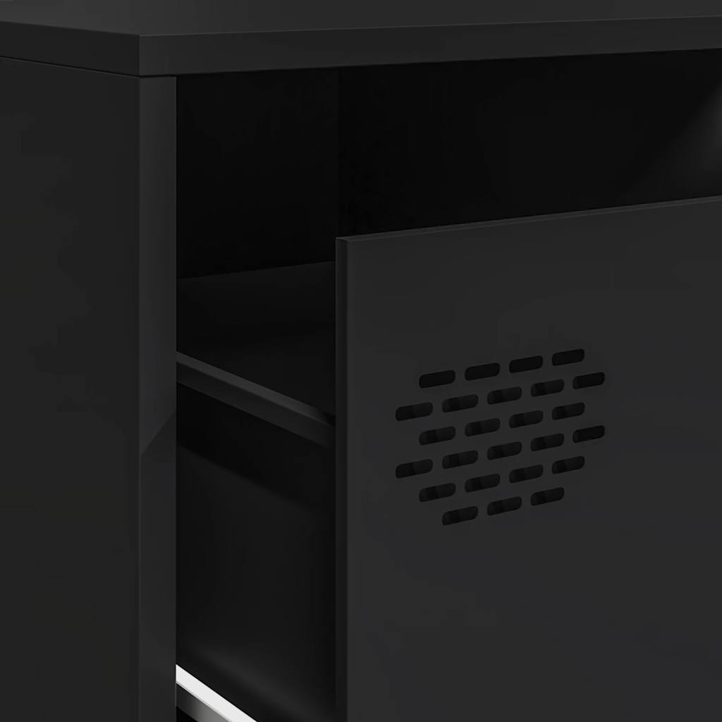 tv-bord 202x39x43,5 cm koldvalset stål sort