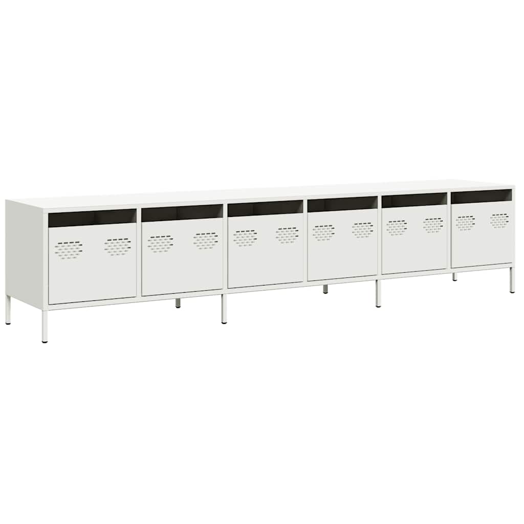 tv-bord 202x39x43,5 cm koldvalset stål hvid