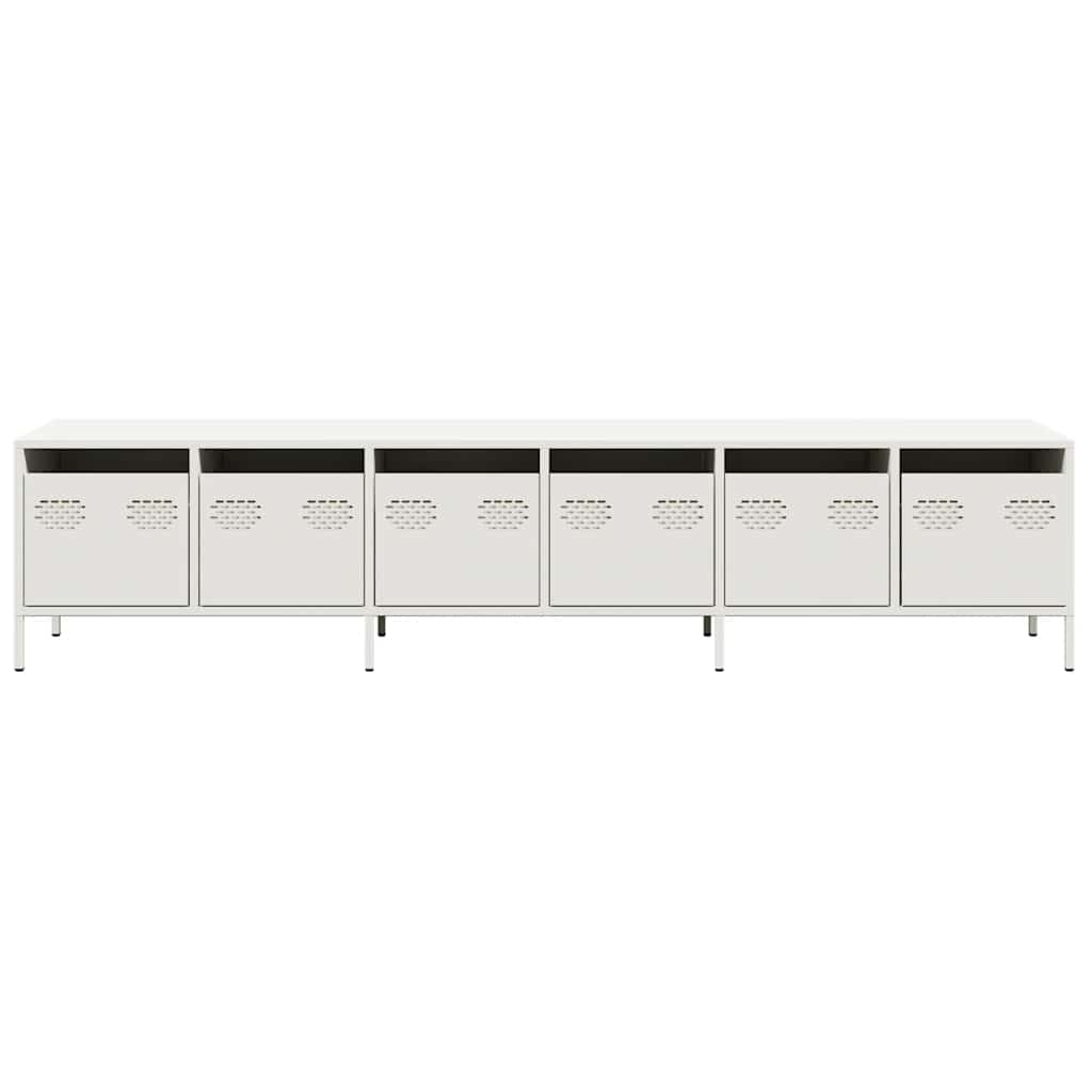 tv-bord 202x39x43,5 cm koldvalset stål hvid