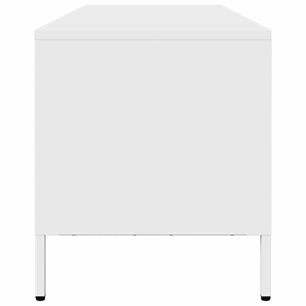 tv-bord 202x39x43,5 cm koldvalset stål hvid