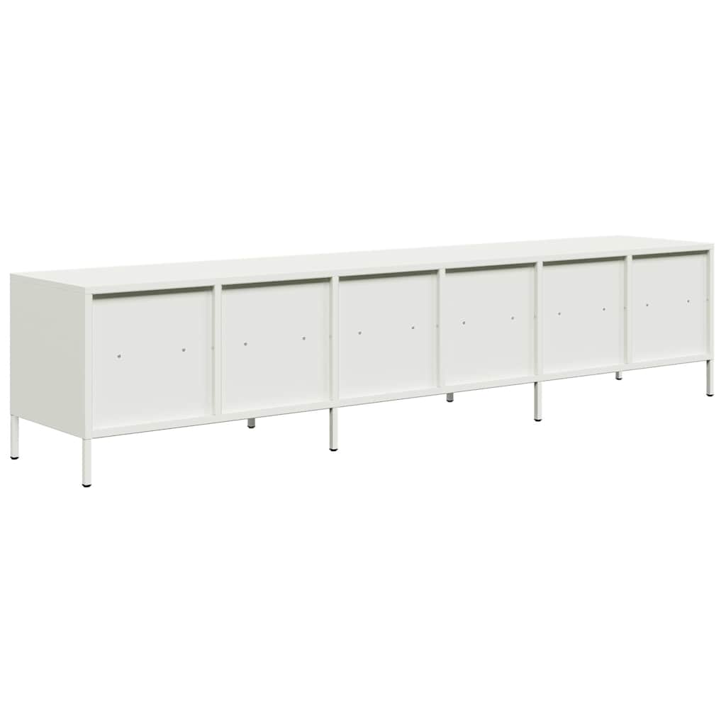tv-bord 202x39x43,5 cm koldvalset stål hvid