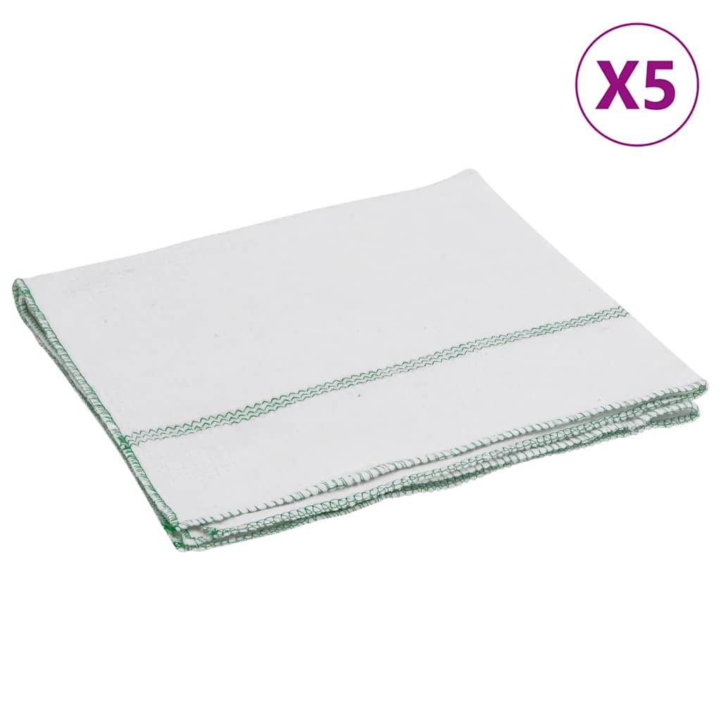 rengøringsklude 5 stk. 50x60 cm hvid med grønne striber