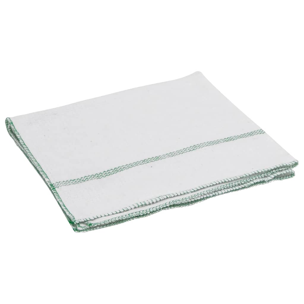 rengøringsklude 10 stk. 50x60 cm hvid med grønne striber