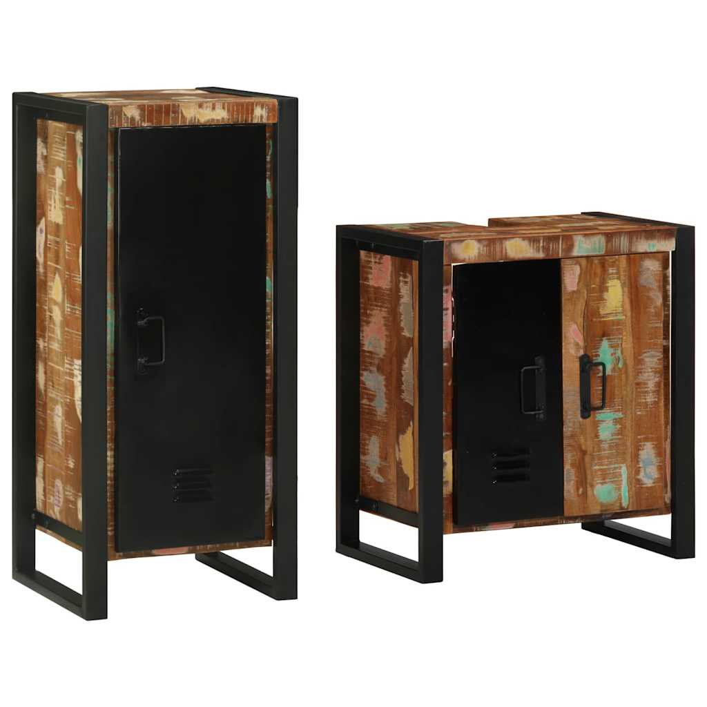 Badeværelsesmøbel sæt 2 stk. Mønstret og sort
