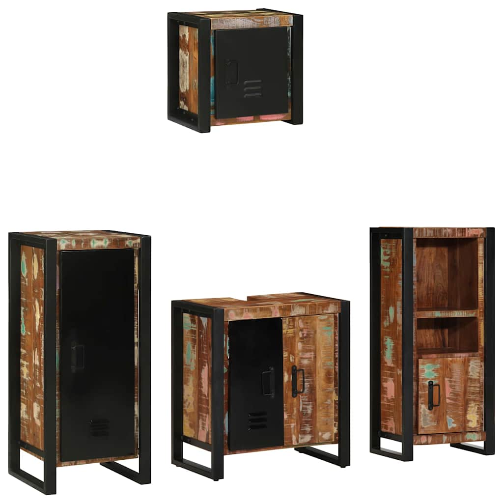 Badeværelsesmøbel sæt 4 stk. Mønstret og sort 40 x 35 x 90 cm