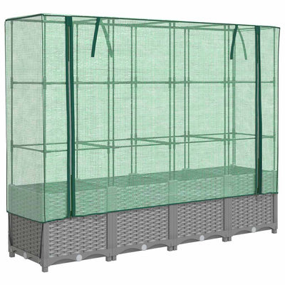 højbed med drivhusovertræk 160x40x138 cm rattan-look