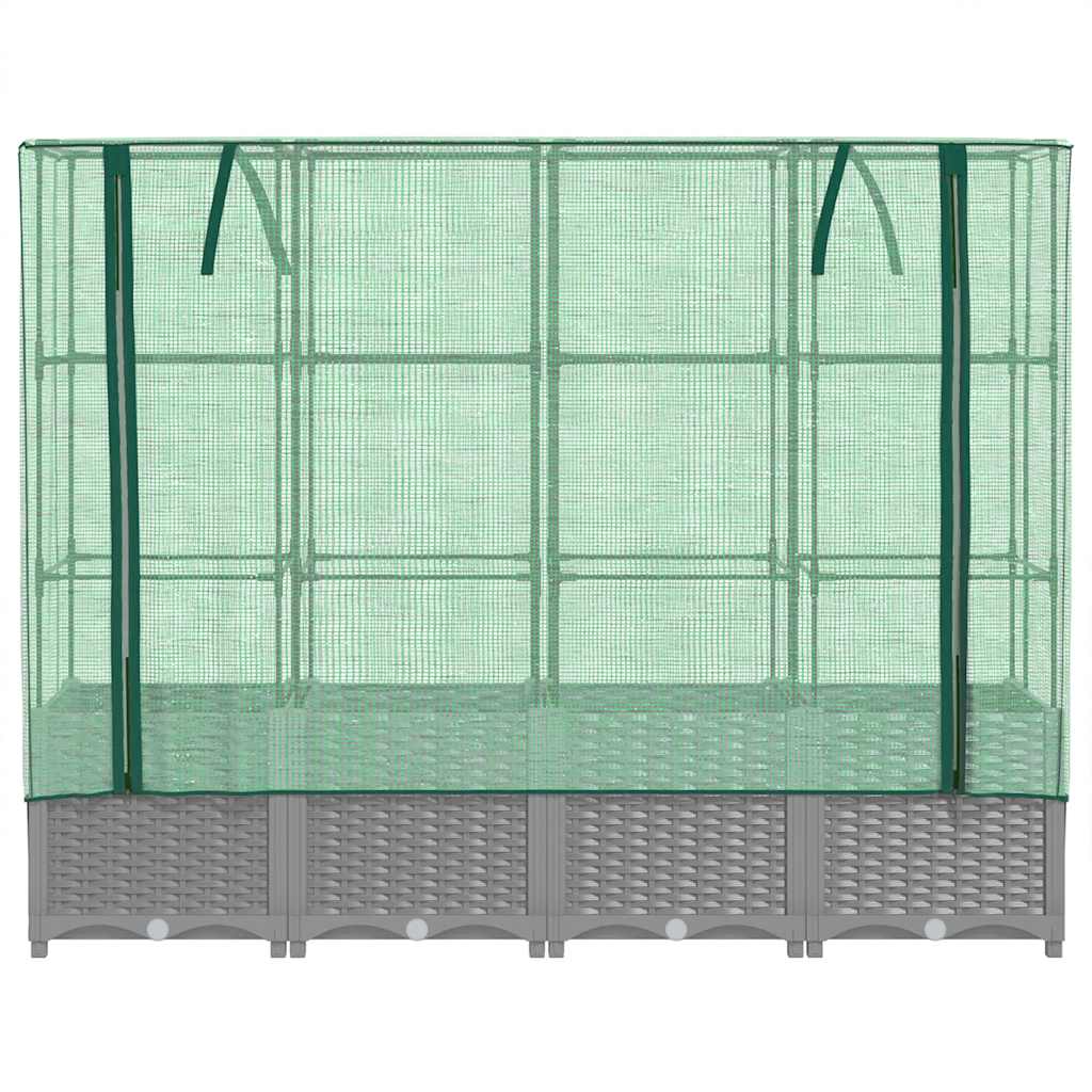 højbed med drivhusovertræk 160x40x138 cm rattan-look