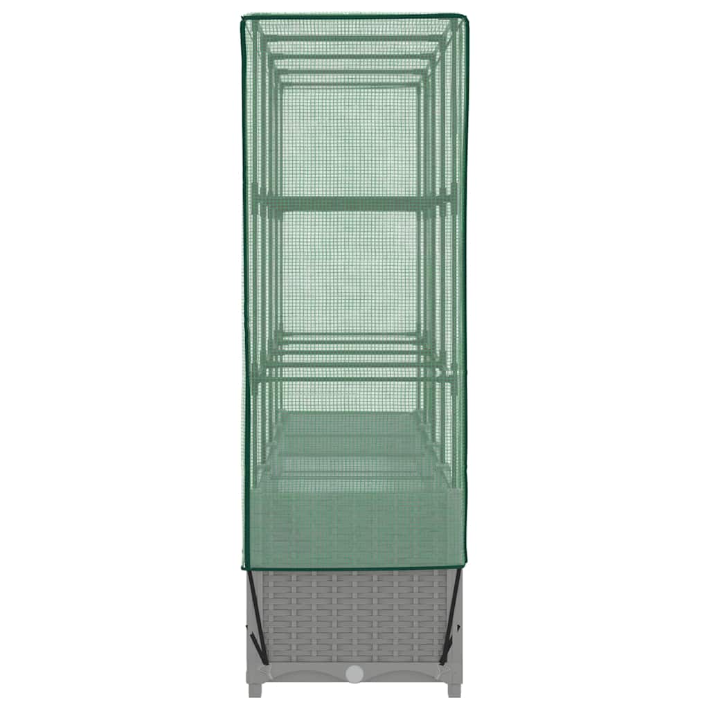 højbed med drivhusovertræk 160x40x138 cm rattan-look