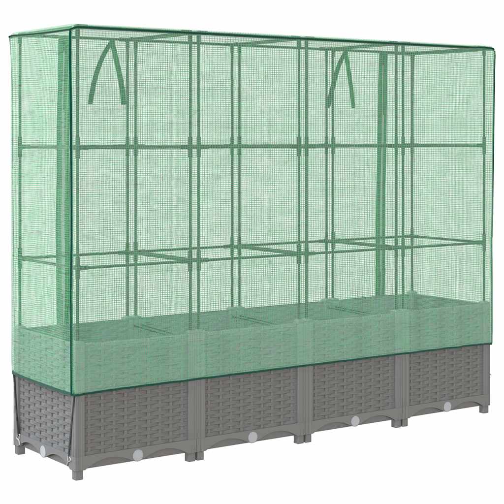højbed med drivhusovertræk 160x40x138 cm rattan-look