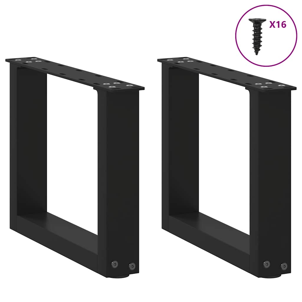 sofabordsben U-formet 2 stk. sort 30x(30-31) cm stål