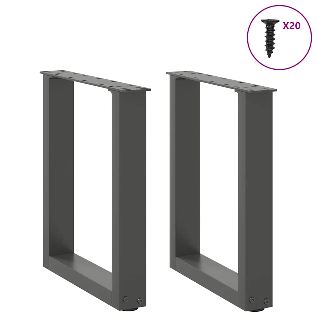 sofabordsben U-formet 2 stk. antracit 38 x (42-43) cm stål