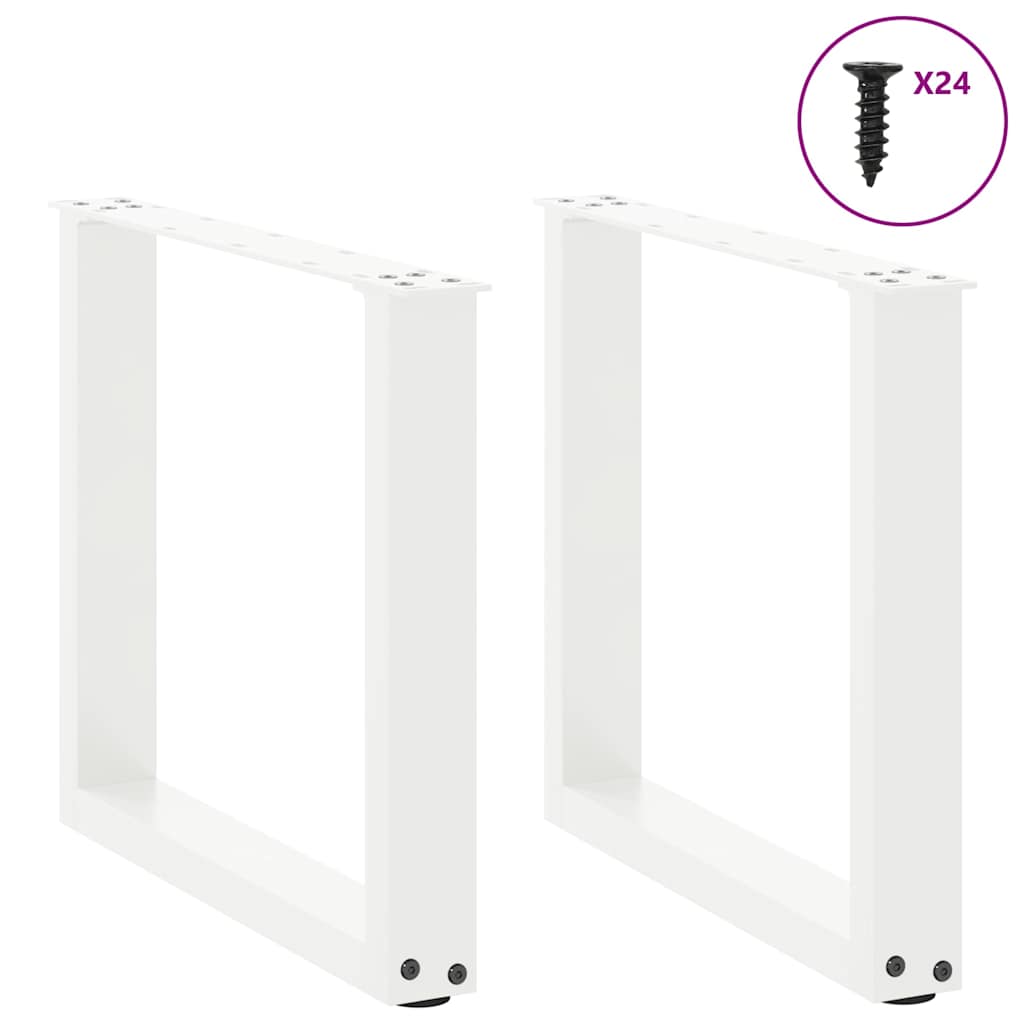 sofabordsben U-formet 2 stk. hvid 50x(42-43) cm stål