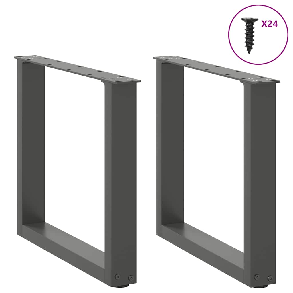 sofabordsben U-formet 2 stk. antracit 50x(42-43) cm stål