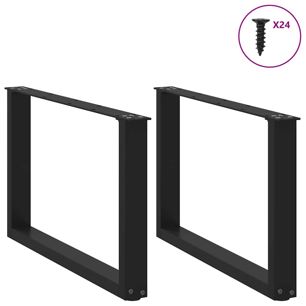 sofabordsben U-formet 2 stk. sort 60 x (42-43) cm stål