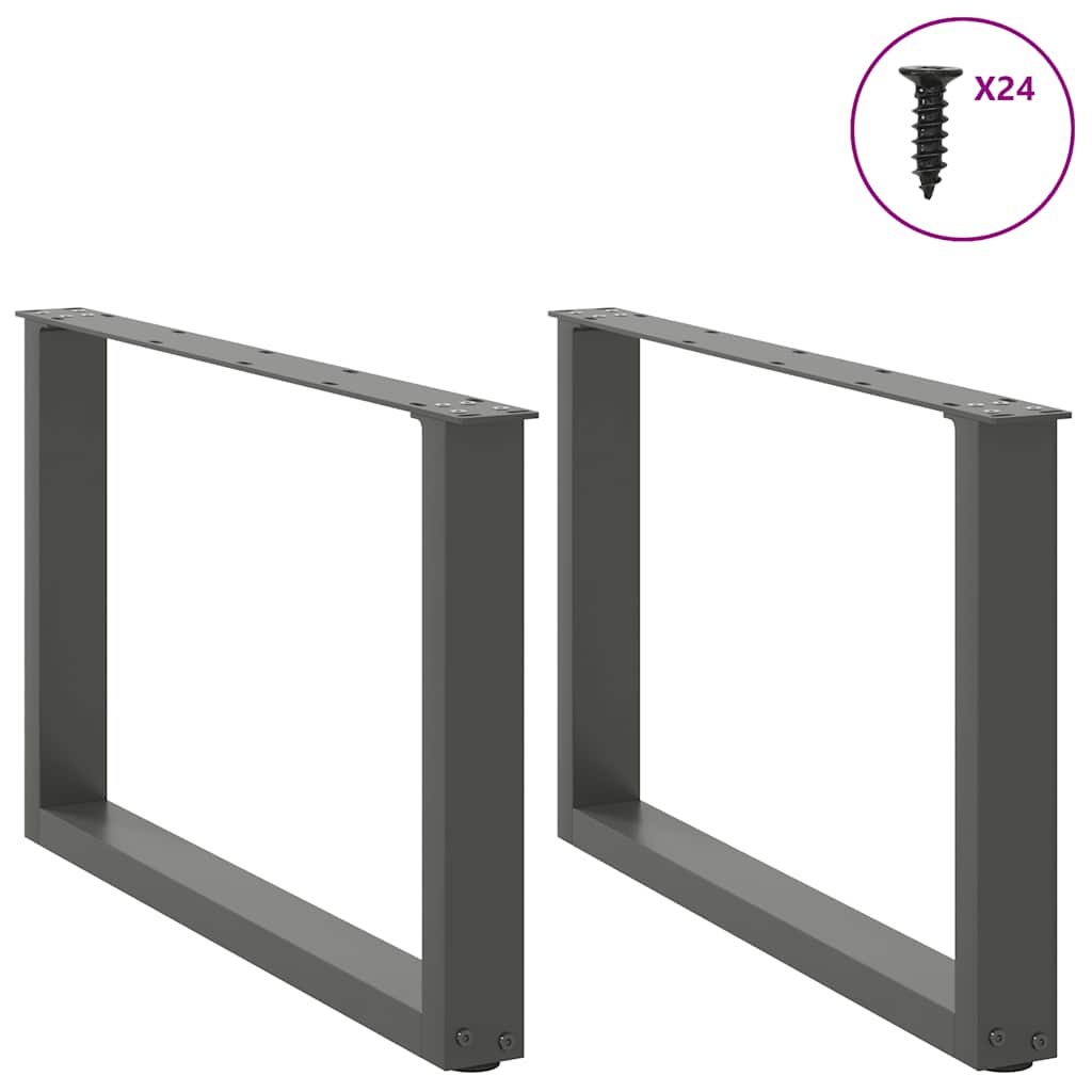 sofabordsben U-formet 2 stk. antracit 60x(42-43) cm stål