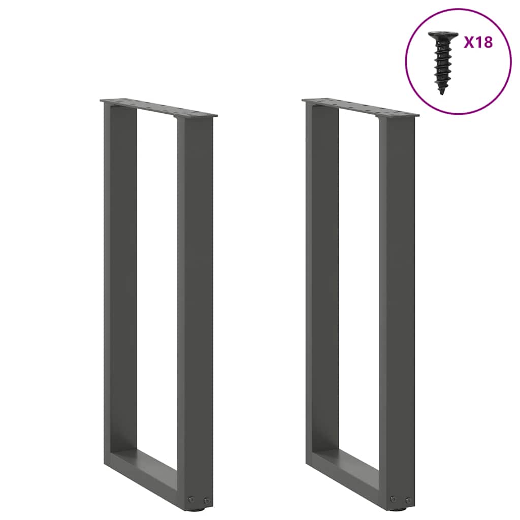 konsolbordben U-formet 2 stk. antracit 28 x (72-73) cm stål