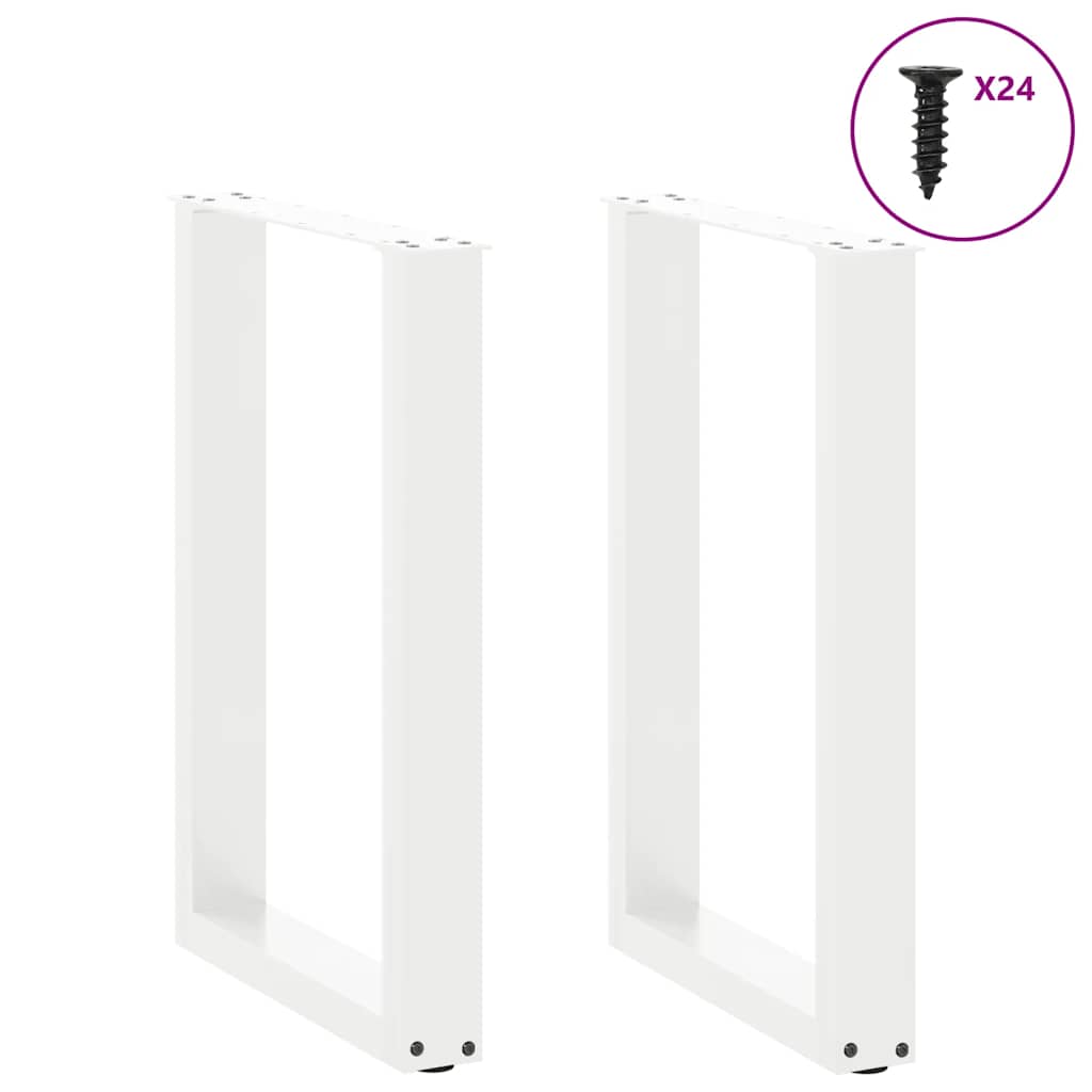 spisebordsben U-formet 2 stk. hvid 50x(72-73) cm stål