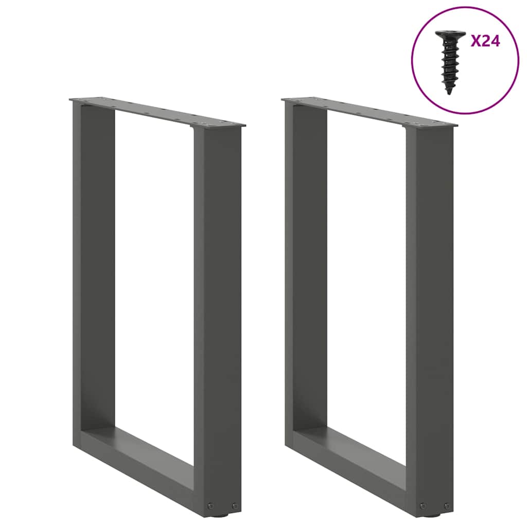 spisebordsben U-formet 2 stk. antracit 60 x (72-73) cm stål