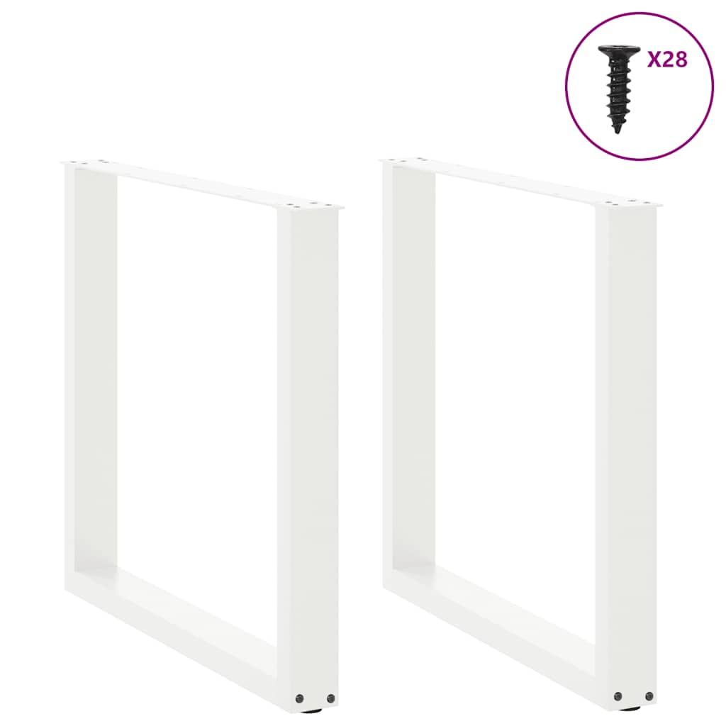 spisebordsben U-formet 2 stk. hvid 80x(72-73) cm stål
