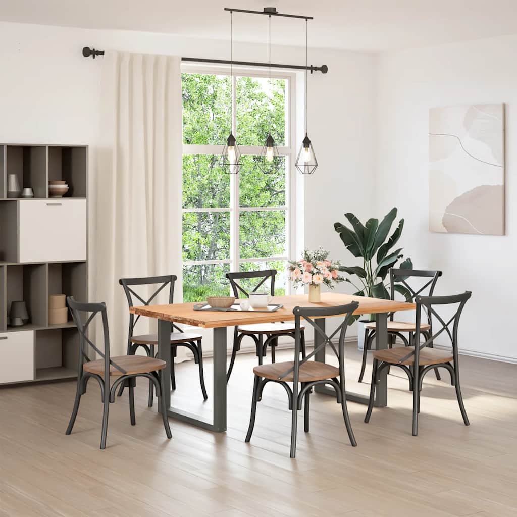 spisebordsben U-formet 2 stk. antracit 80x(72-73) cm stål