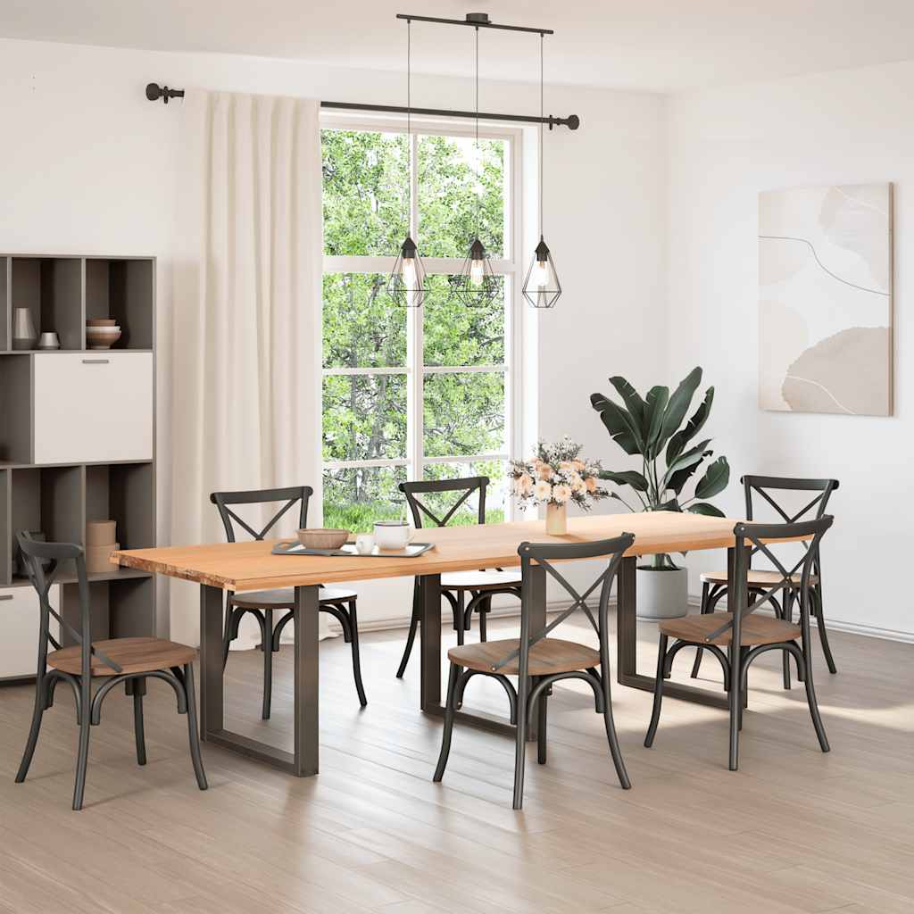 spisebordsben U-formet 3 stk. naturstål 90x(72-73) cm stål
