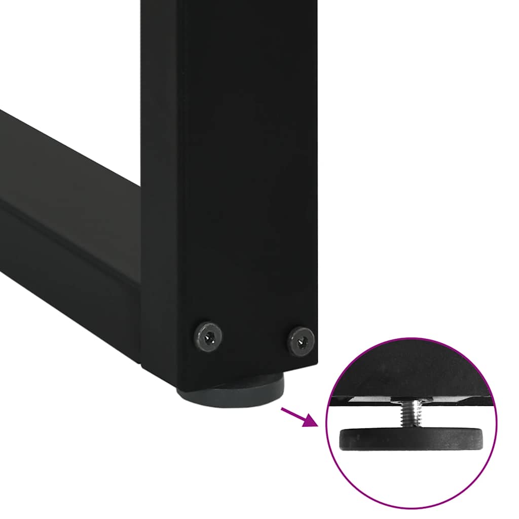 spisebordsben U-formet 3 Stk. sort 100x(72-73) cm stål