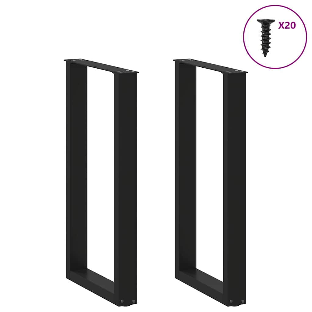 barbordsben U-formet 2 stk. sort 40x(90-91) cm stål