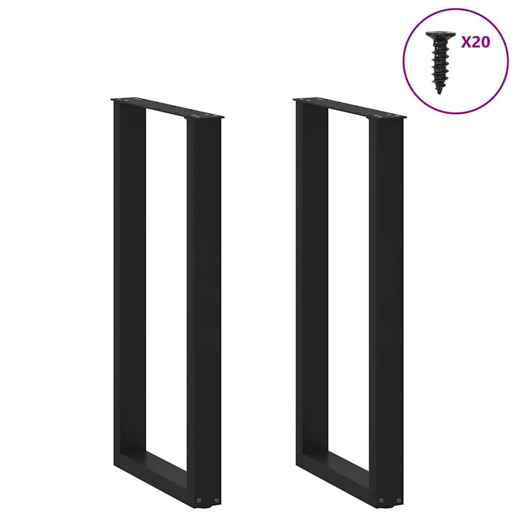 barbordsben U-formet 2 stk. sort 40x(100-101) cm stål