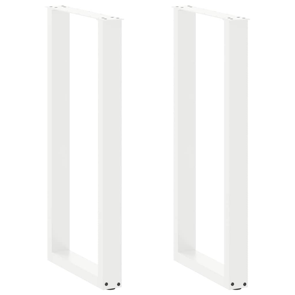 barbordsben U-formet 2 stk. hvid 50x(100-101) cm stål