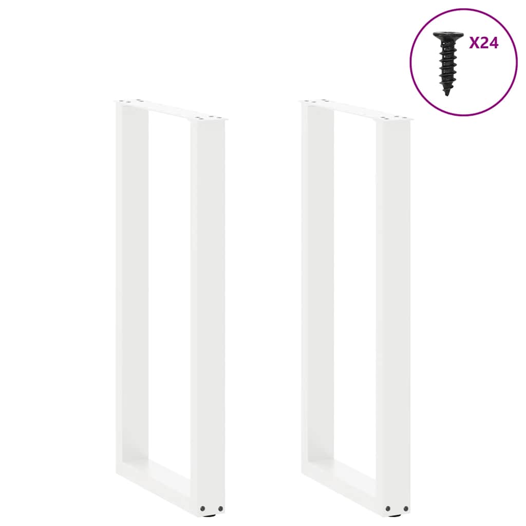 barbordsben U-formet 2 stk. hvid 50x(100-101) cm stål