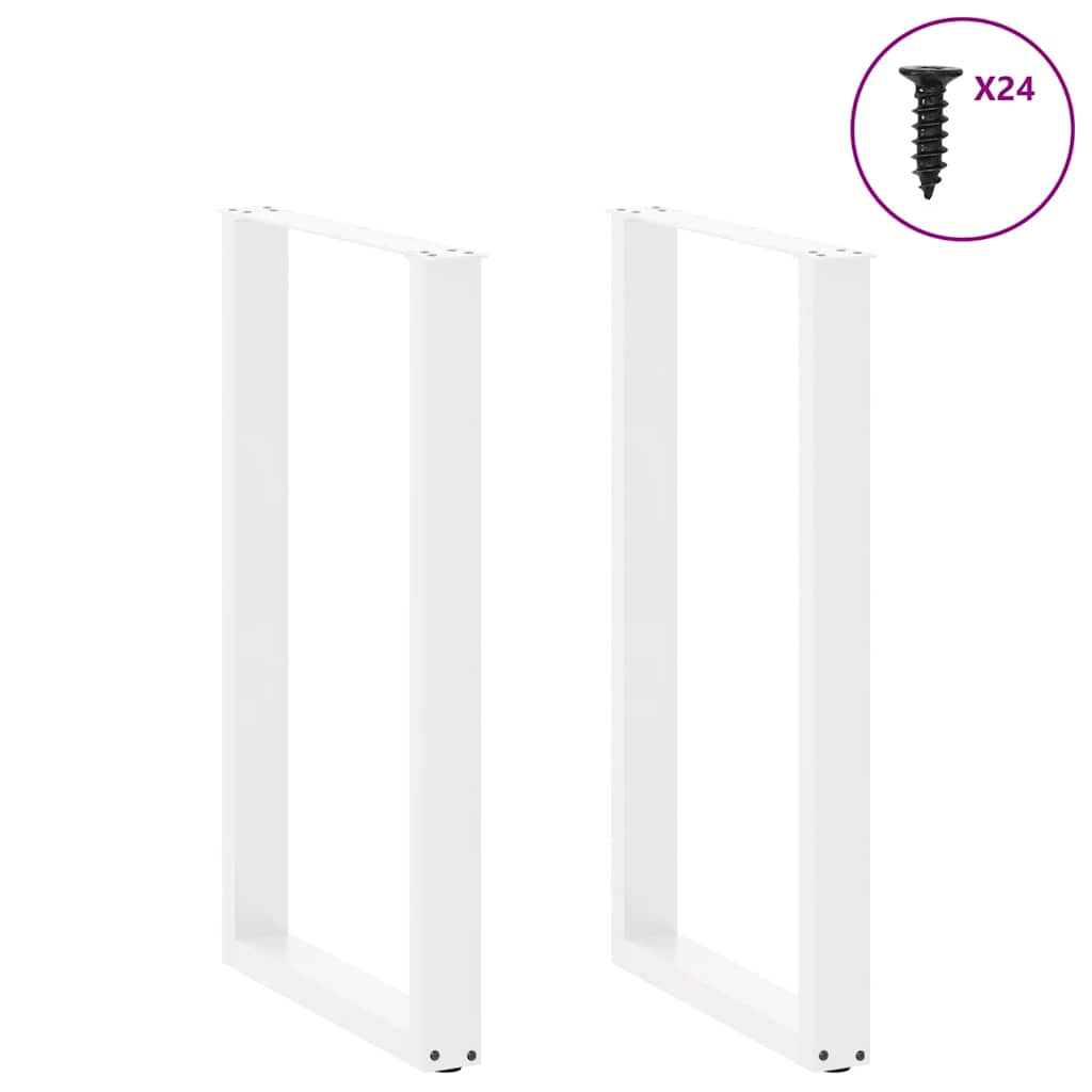 barbordsben U-formet 2 stk. hvid 60x(100-101) cm stål