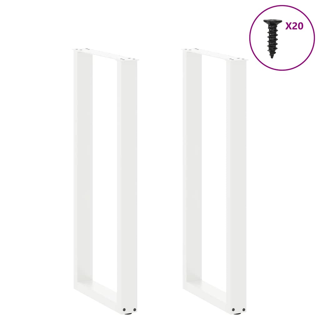 barbordsben U-formet 2 stk. hvid 40x(110-111) cm stål