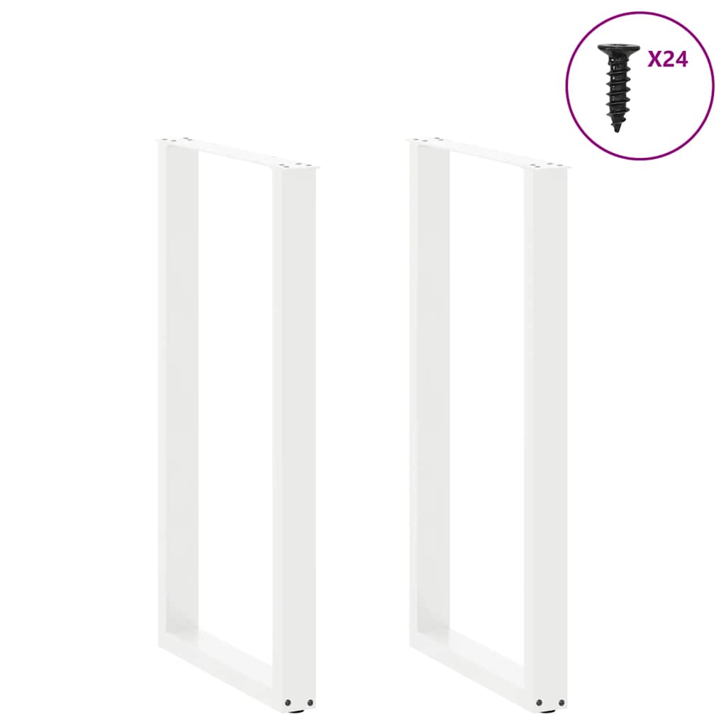 barbordsben U-formet 2 stk. hvid 60 x (110-111) cm stål