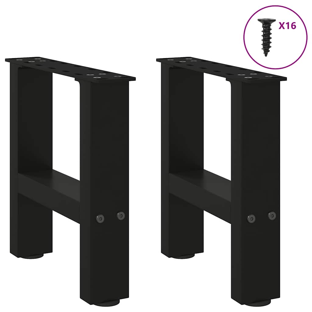 sofabordsben sort 2 stk. 30x(30-31) cm stål