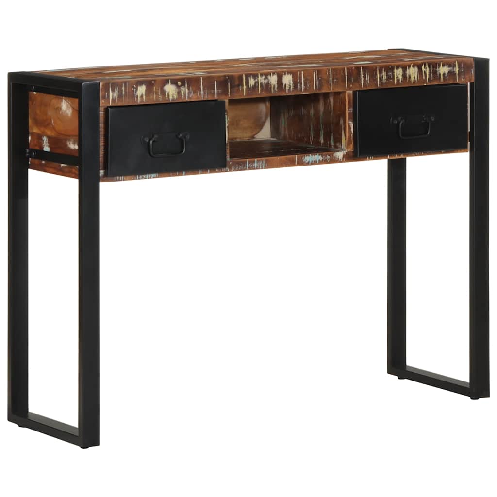 konsolbord 100x35x75 cm massivt genbrugstræ flerfarvet